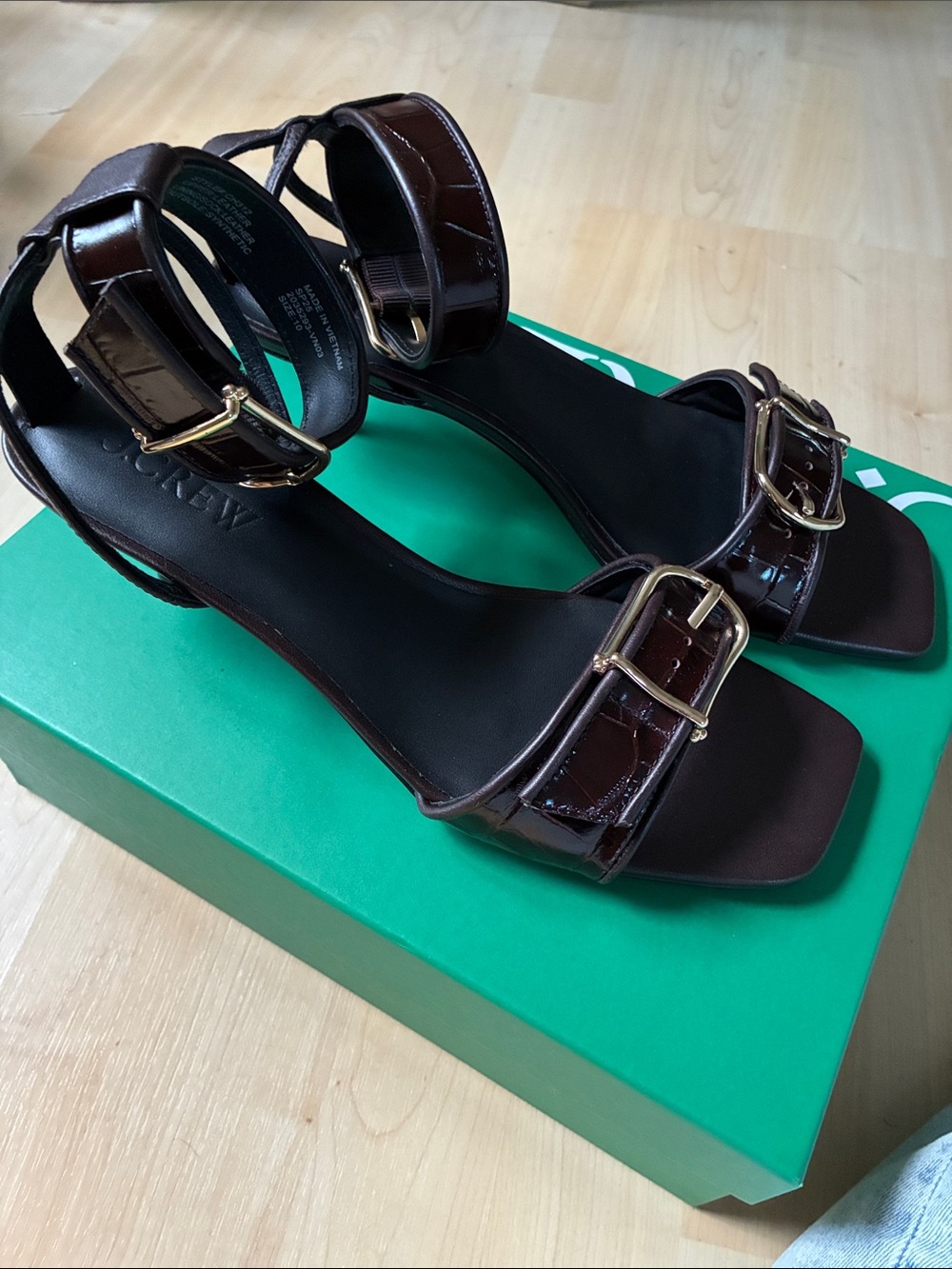 NIB! Jcrew Croc Embossed Heels in Brown US 10 Like New